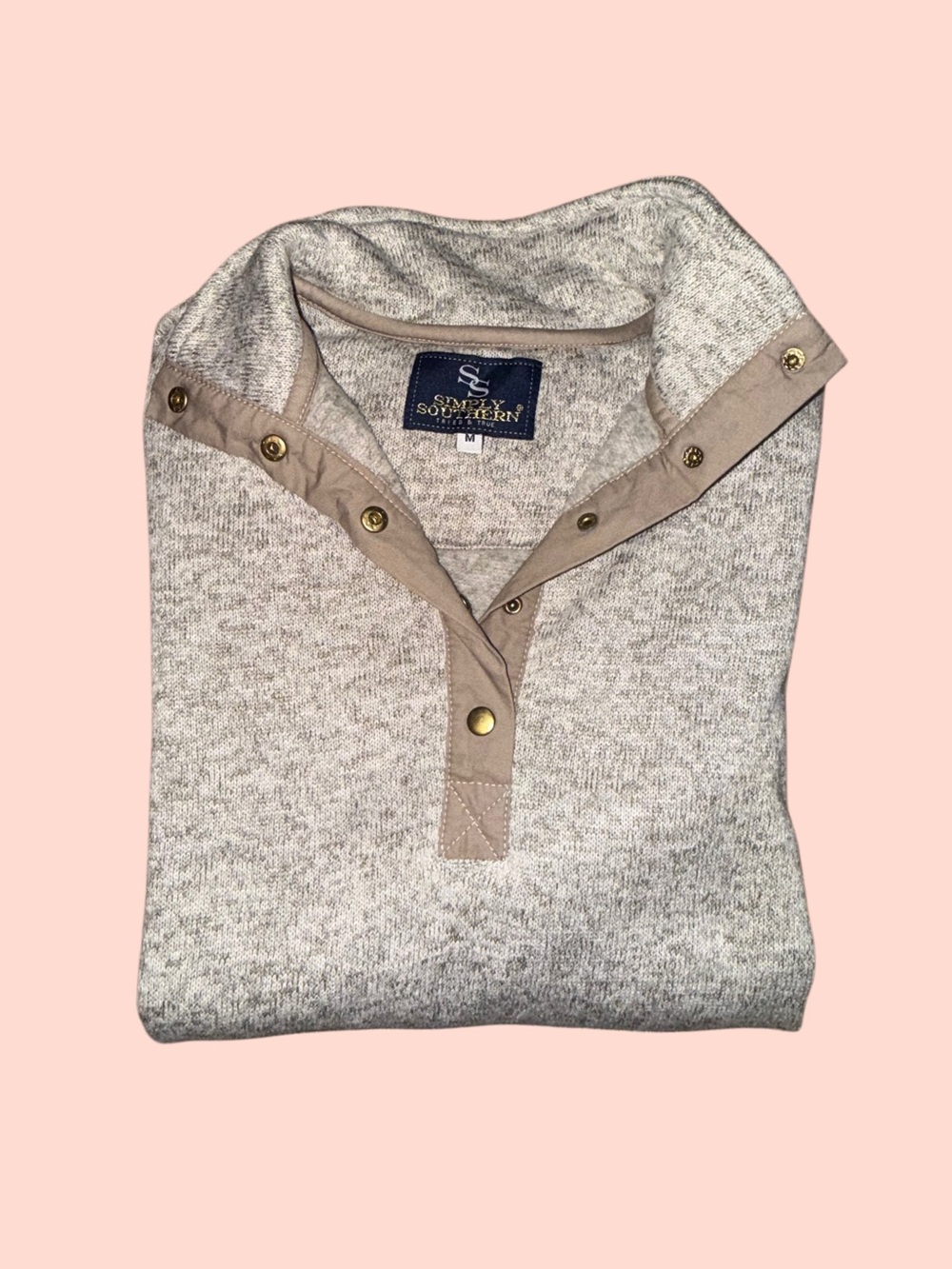 Simply Southern  Beige Snap-Front Pullover Sweater